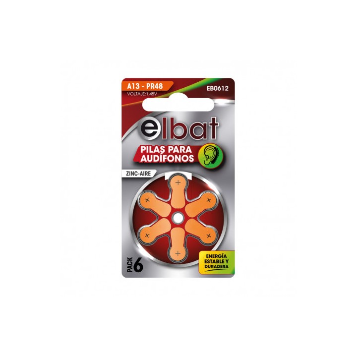 PILAS AUDIFONO A13 PR48 1.45V 6UD ELBAT