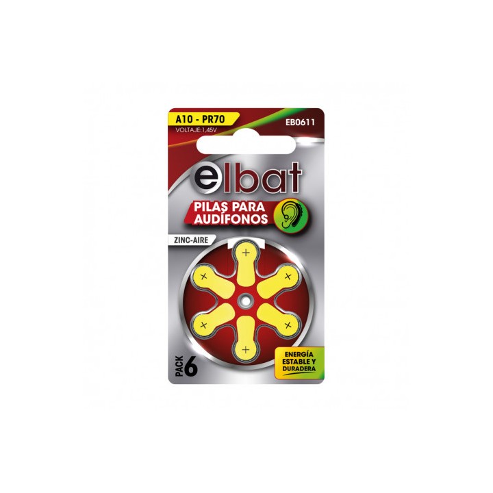 PILAS AUDIFONO A10 PR70 1.45V 6UD ELBAT
