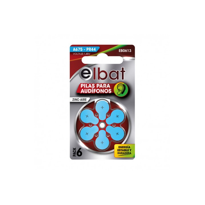 PILAS AUDIFONO A675 PR44 1.45V 6UD ELBAT