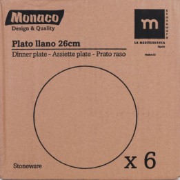 SET 6 PLATOS LLANOS 26CM MONACO IVORY LA MEDITERRANEA