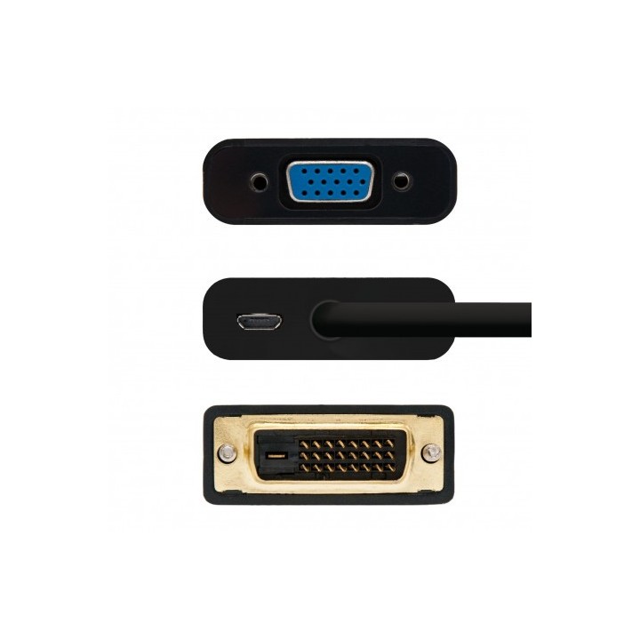 CONVERTIDOR DVI 24+1 MACHO A VGA HEMBRA 10CM CROMAD