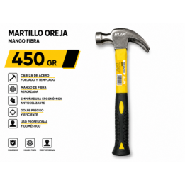 MARTILLO OREJA MANGO FIBRA 450GR BLIM