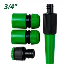 SET 4PCS BOQUILLA DE RIEGO + ADAPTADORES PARA MANGUERA 3/4" SUNGARDEN