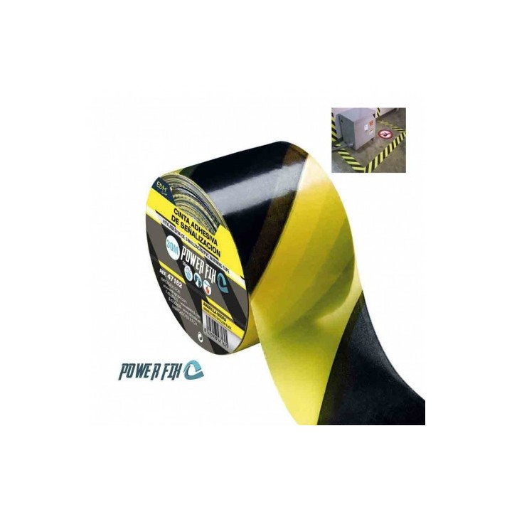 CINTA ADHESIVA DE SEÑALIZACION AMARILLO-NEGRA 30M X 50MM EDM