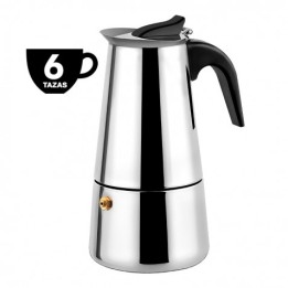 CAFETERA ESPRESSO ITALIANA DE ACERO INOXIDABLE 6 TAZAS MUVIP