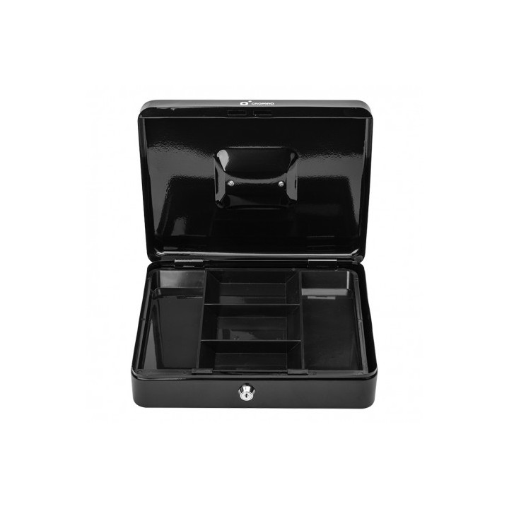 CAJA DE CAUDALES METÁLICA CON LLAVE 9X30X24CM 5 COMPARTIMENTOS CROMAD