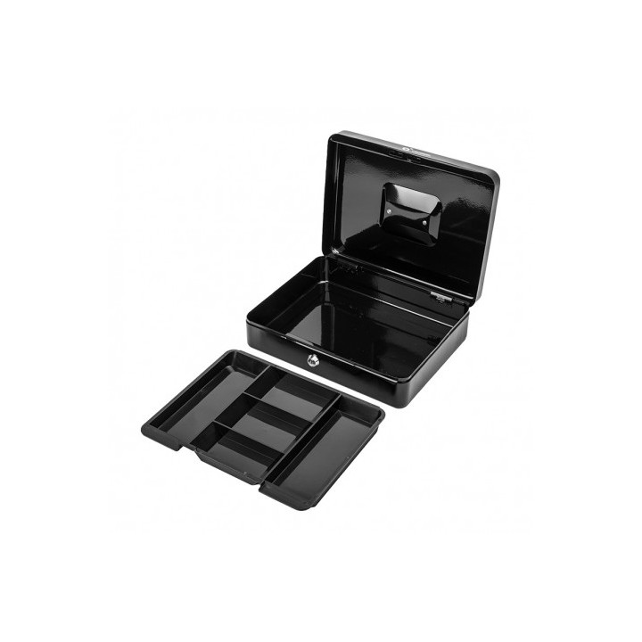 CAJA DE CAUDALES METÁLICA CON LLAVE 9X30X24CM 5 COMPARTIMENTOS CROMAD