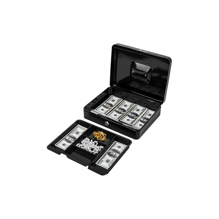 CAJA DE CAUDALES METÁLICA CON LLAVE 9X30X24CM 5 COMPARTIMENTOS CROMAD