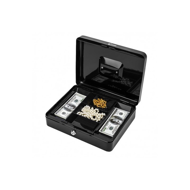 CAJA DE CAUDALES METÁLICA CON LLAVE 9X30X24CM 5 COMPARTIMENTOS CROMAD