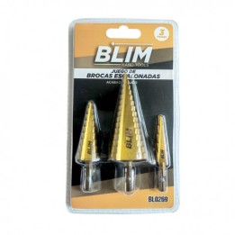 JUEGO 3 PCS BROCAS ESCALONADAS BLIM