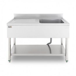 FREGADERO INDUSTRIAL 140X70X85CM CUBETA DERECHA Y ESTANTE CHEF PRO