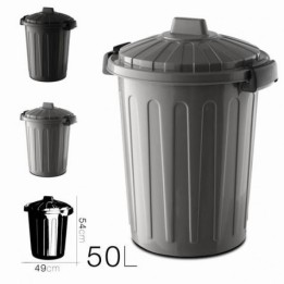 CUBO DE BASURA CON TAPA GRIS 50 LITROS OSKAR