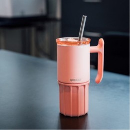 TAZA TERMO ACERO INOX 720ML CON BASE SILICONA UMI PEACHY PINK QUOKKA