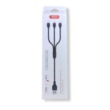 CABLE NB103 CARGA RAPIDA 3 EN 1 | MICRO + TIPO C + LIGHTNING A USB | NEGRO