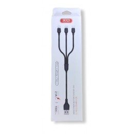 CABLE NB103 CARGA RAPIDA 3 EN 1 | MICRO + TIPO C + LIGHTNING A USB | BLANCO