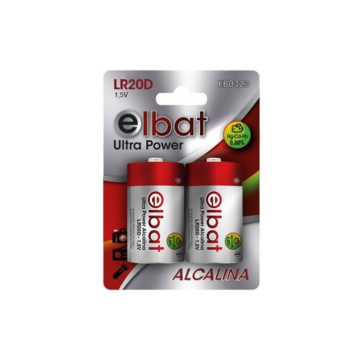 PACK 2 PCS PILAS ALCALINAS LR20D ELBAT