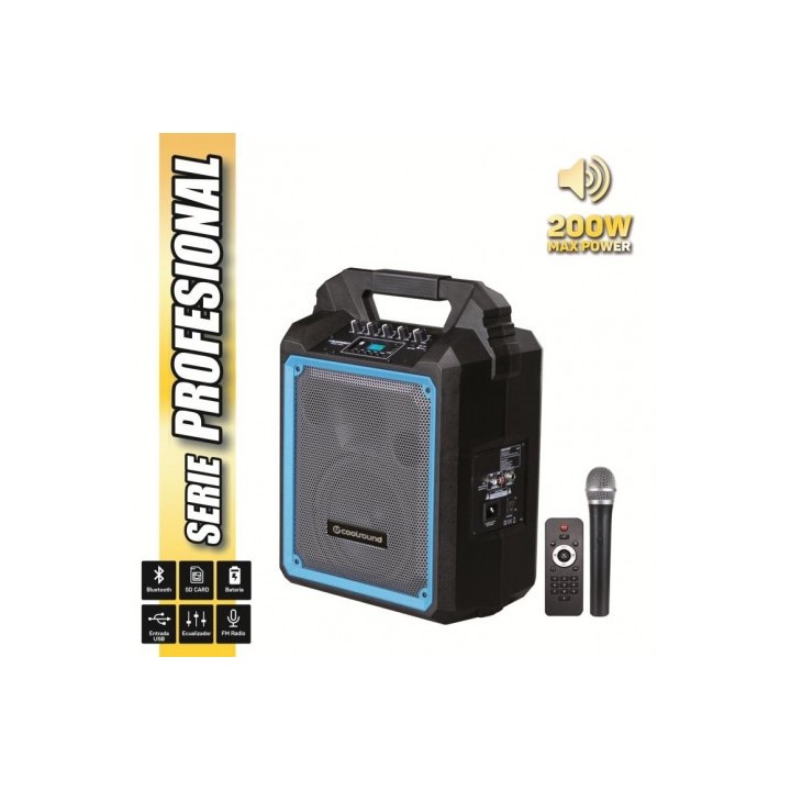 ALTAVOZ AUTOAMPLIFICADO PRO200 6.5" 200W CON BATERIA + MICRO SERIE PRO COOL