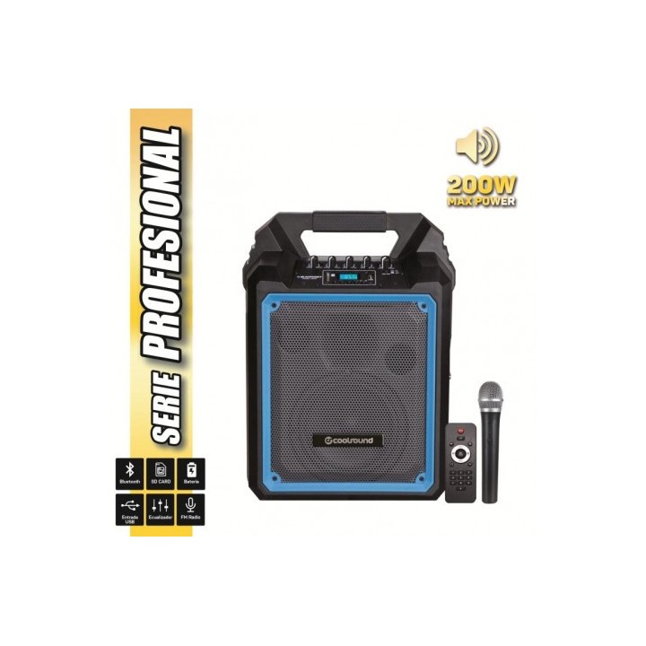 ALTAVOZ AUTOAMPLIFICADO PRO200 6.5" 200W CON BATERIA + MICRO SERIE PRO COOL