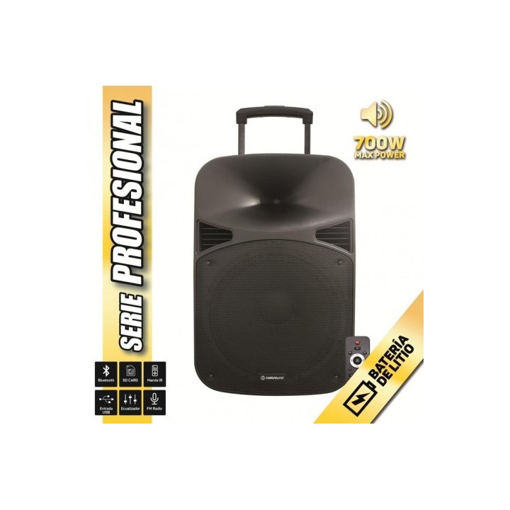 ALTAVOZ AUTOAMPLIFICADO 15" 700W CON BATERIA SERIE PRO COOLSOUND