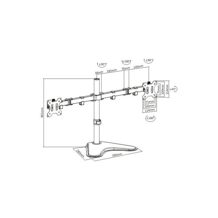 SOPORTE DE MESA CON BASE PARA 2 MONITORES 13"-32" CROMAD