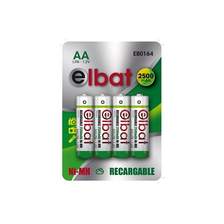 PACK 4 PCS PILAS RECARGABLES AA 2500MAH ELBAT