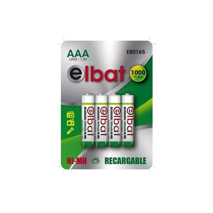 PACK 4 PCS PILAS RECARGABLES AAA 1000MAH ELBAT