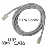 CABLE DE RED UTP CAT 6 30M GRIS CLARO 100% COBRE CROMAD