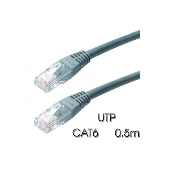 CABLE DE RED UTP CAT 6 0.5M GRIS CLARO CROMAD