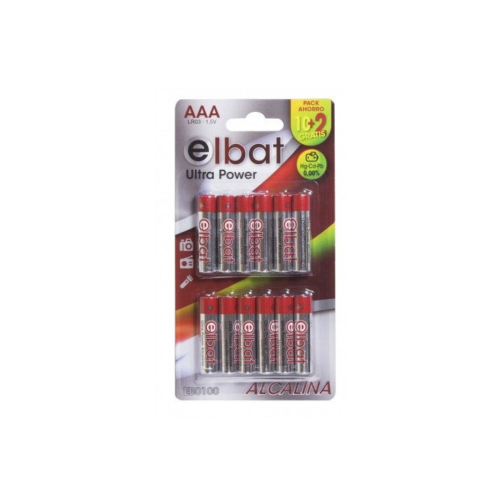 PACK 12 PCS PILAS ALCALINAS LR03/AAA ELBAT
