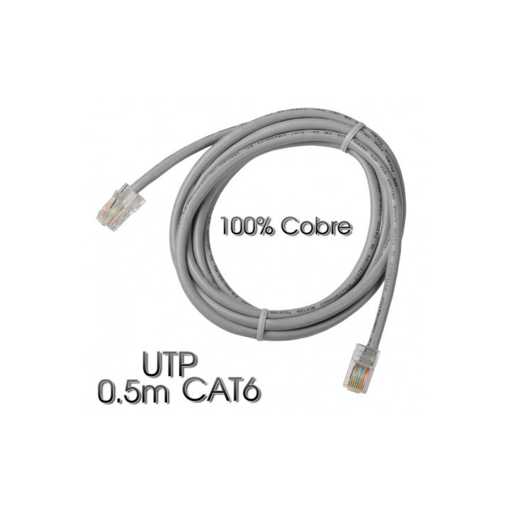 CABLE DE RED UTP CAT 6 0.5M GRIS CLARO 100% COBRE CROMAD