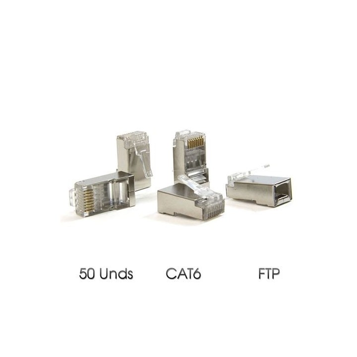 PAQUETE 50 CONECTORES RJ45 CAT6 FTP CROMAD