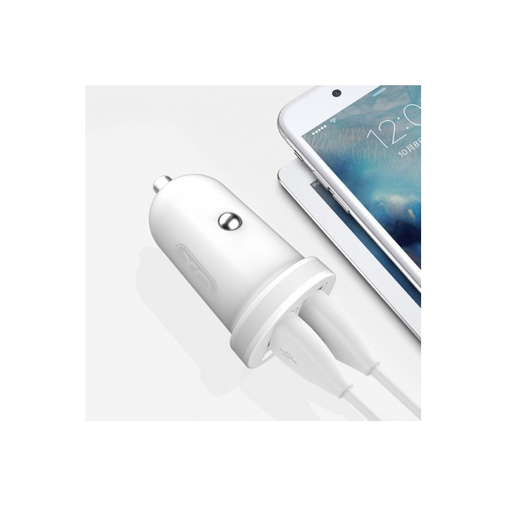 PACK CARGADOR MECHERO TZ08 2.1A + CABLE TIPO MICRO USB BLANCO XO
