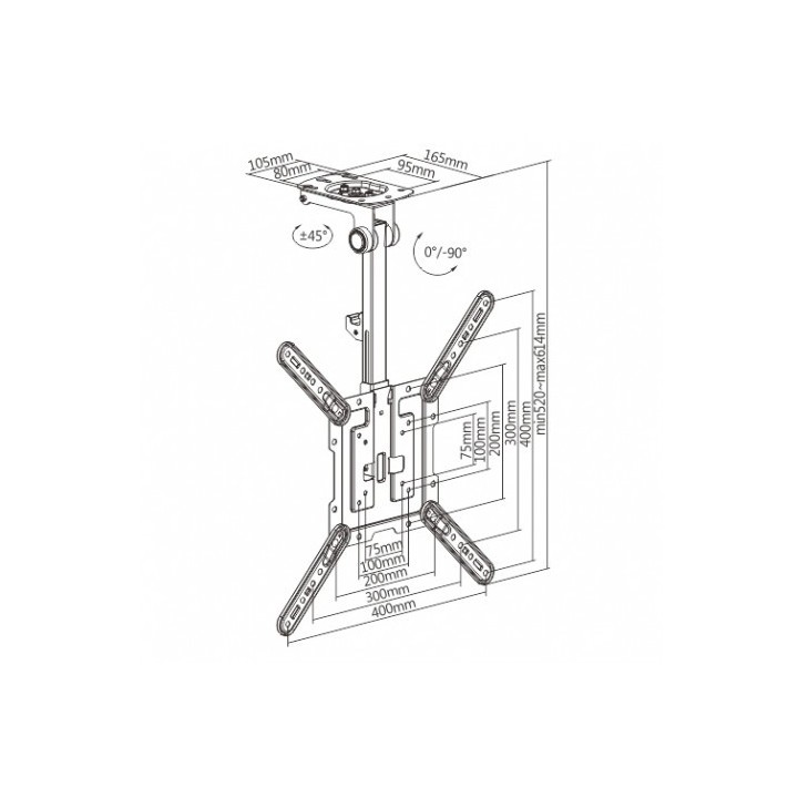 SOPORTE TECHO BASCULANTE TV 23" - 55" CROMAD