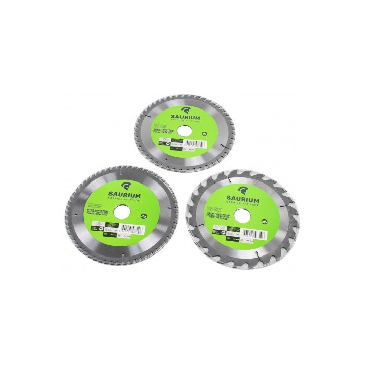 PACK 3 DISCOS CORTE MADERA PARA SIERRAS 185MM. SAURIUM
