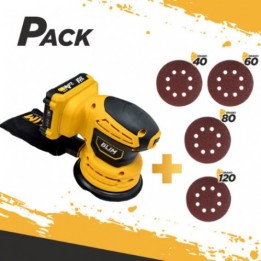 PACK LIJADORA ROTORBITAL 125MM 20V 2AH + JUEGO DE 40 LIJAS BLIM
