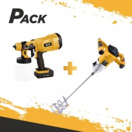 PACK MEZCLADOR ELECTRICO 1500W + PISTOLA PINTAR 20V 2AH BLIM