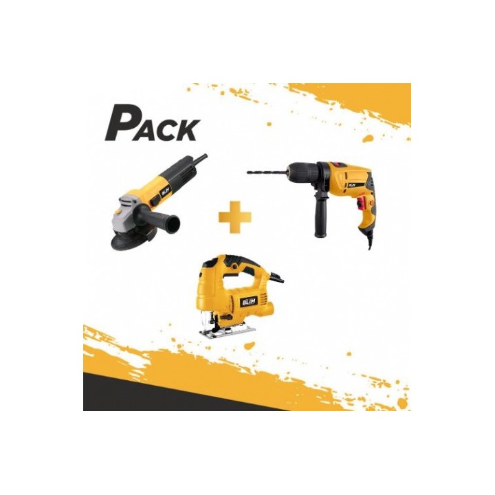 PACK TALADRO 500W + RADIAL 115-125MM 800W + CALADORA 850W BLIM